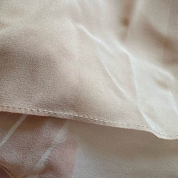 Rosamosario 100% Silk Georgette Oversized Cut Italian Silk Nude Tan Top Tee - Picture 9 of 12